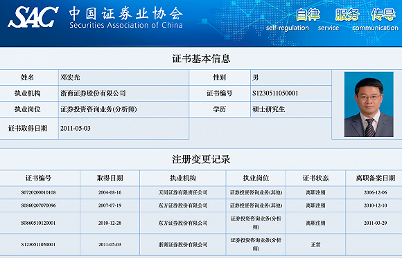 证券从业人员公示(中国证券业协会网站)