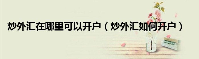 炒外汇在哪里开户(炒外汇怎么在银行开户)